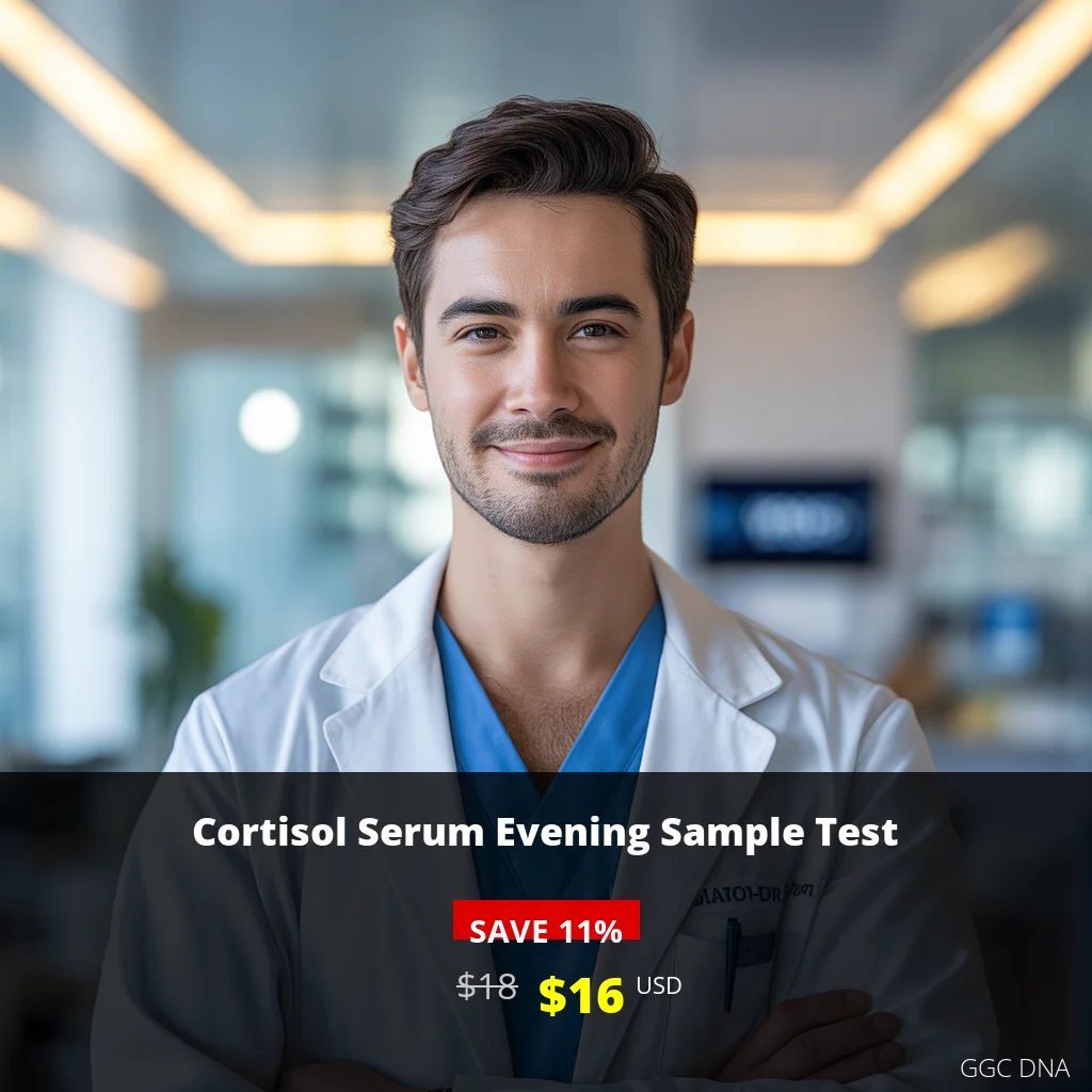 Cortisol Serum Evening Sample Test USA - $16 USD | Evening Cortisol Levels Testing | GGC DNA Diagnostics