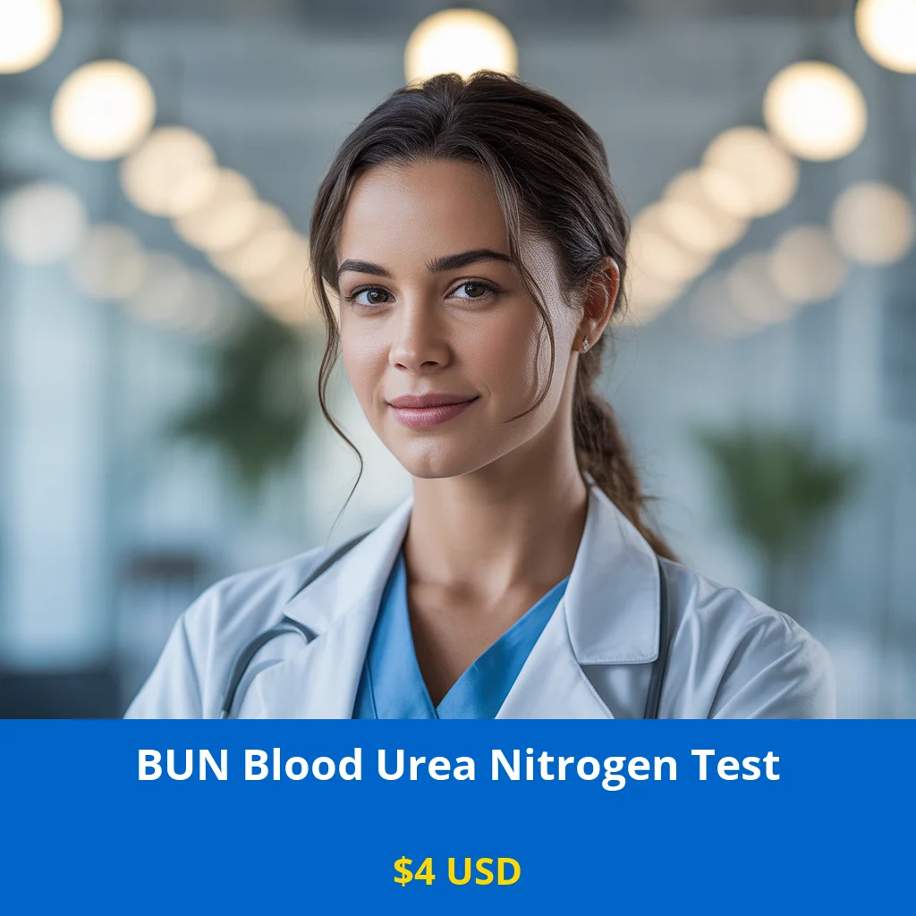 Get comprehensive BUN Blood Urea Nitrogen testing for only $4 USD across USA. Monitor kidney health with accurate urea nitrogen measurements. Available in New York
