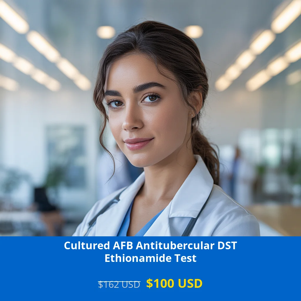 Get the Cultured AFB Antitubercular DST Ethionamide Test for only $100 in USA. This advanced drug sensitivity testing helps determine effective tuberculosis treatment options. Available in New York