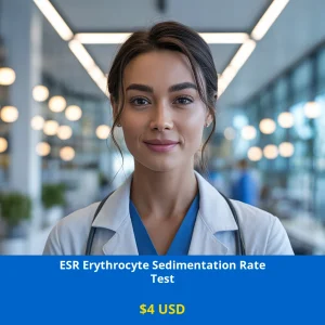 Get comprehensive ESR Erythrocyte Sedimentation Rate testing for just $4 USD across USA. Detect inflammation
