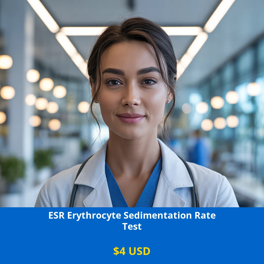 Get comprehensive ESR Erythrocyte Sedimentation Rate testing for just $4 USD across USA. Detect inflammation