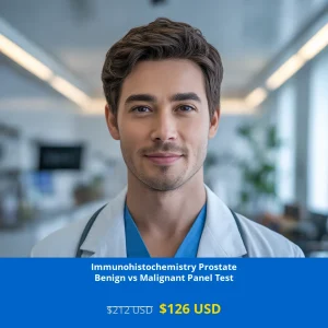 Get accurate prostate cancer diagnosis with our Immunohistochemistry Prostate Benign vs Malignant Panel Test for only $126 USD. Available in New York