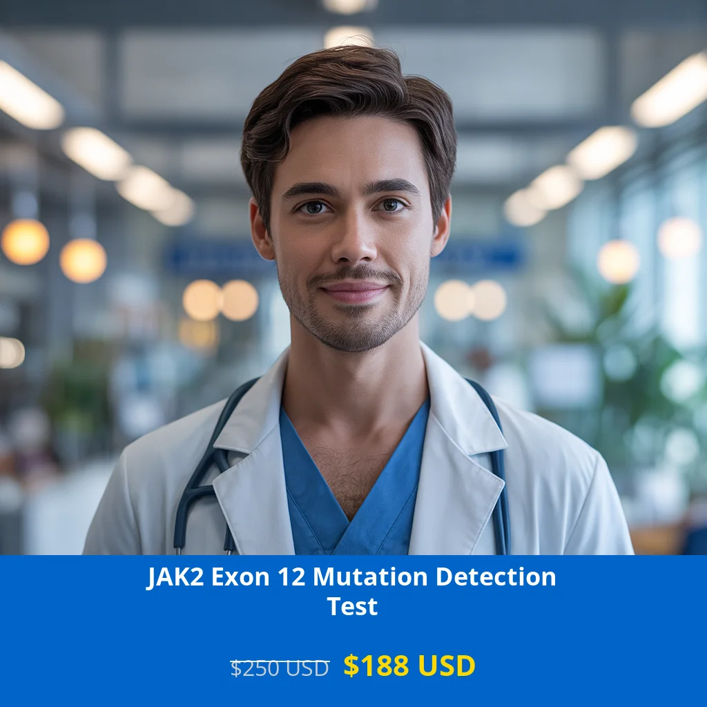Get comprehensive JAK2 Exon 12 Mutation Detection testing for $188 USD across USA. Essential for diagnosing myeloproliferative neoplasms including polycythemia vera. Fast results