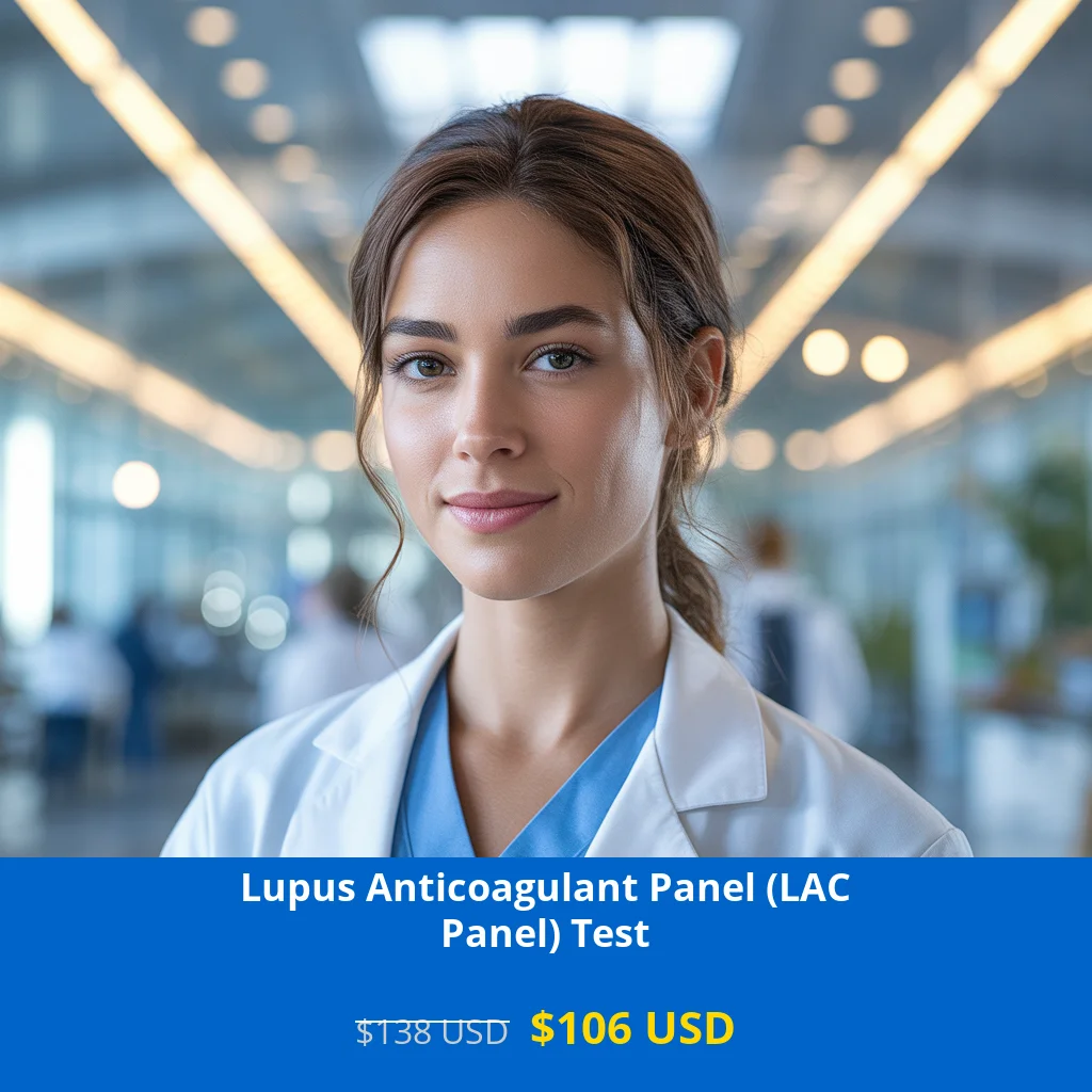 Get comprehensive Lupus Anticoagulant Panel (LAC Panel) testing for only $106 in USA. Detect antiphospholipid antibodies causing blood clots. Fast results
