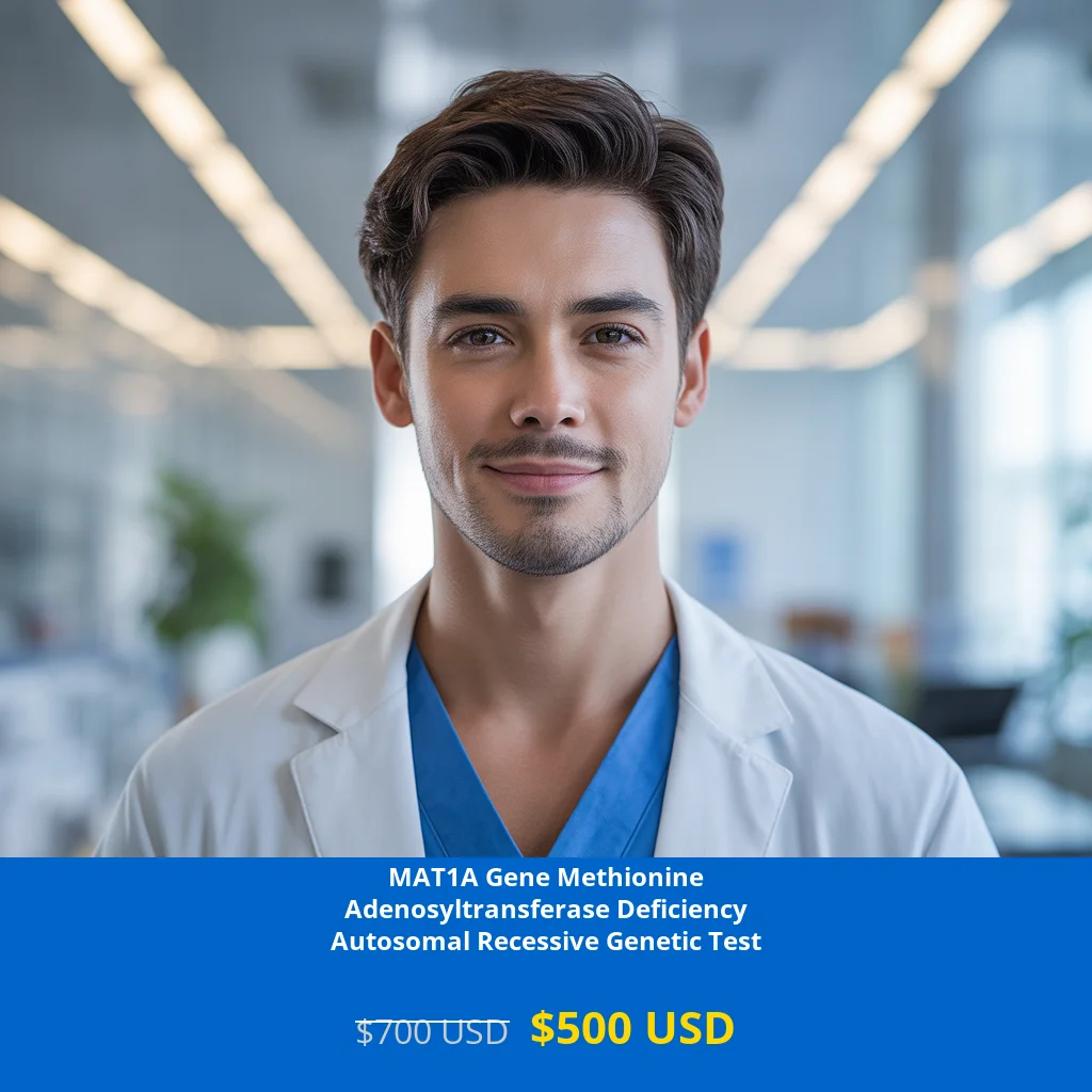 Get comprehensive MAT1A Gene Methionine Adenosyltransferase Deficiency NGS Genetic DNA Testing for $500 USD. Early detection of autosomal recessive neurological disorders through advanced NGS technology. Available in New York