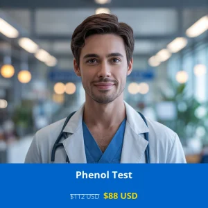 Get comprehensive phenol exposure testing for only $88 USD in USA. Detect industrial chemical exposure through HPLC analysis. Available in New York