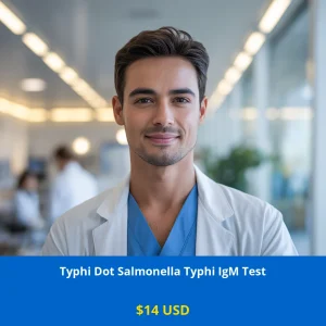 Get accurate Typhoid Fever diagnosis with our Typhi Dot Salmonella Typhi IgM Test for only $14 in USA. Rapid detection of Salmonella Typhi IgM antibodies for early diagnosis. Available in New York