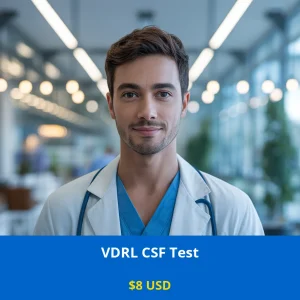 Get the VDRL CSF Test for neurosyphilis detection at only $8 USD. This cerebrospinal fluid test helps diagnose syphilis affecting the nervous system. Available in New York